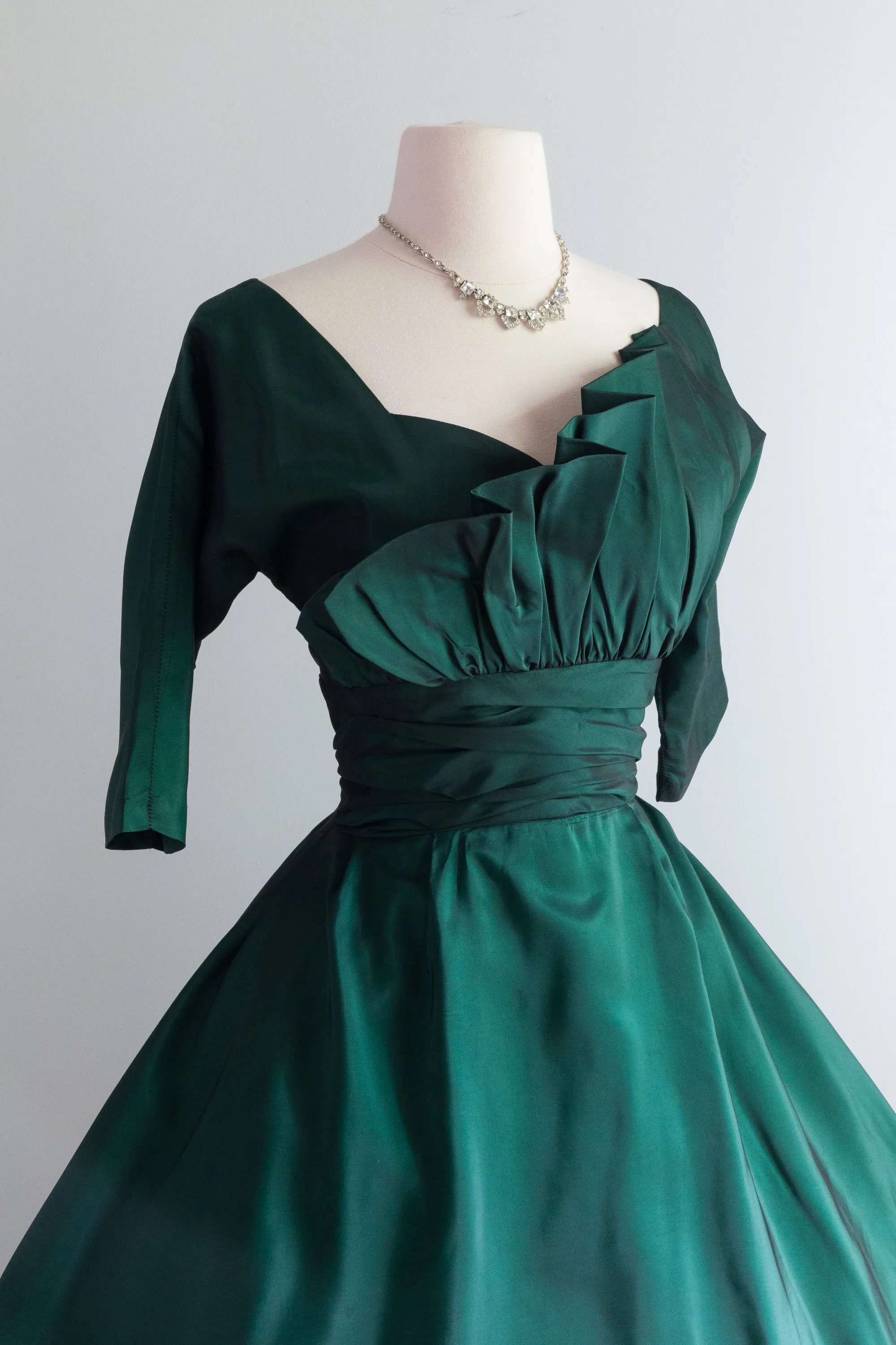 1950's Suzy Perette Emerald Green Party Dress / Small