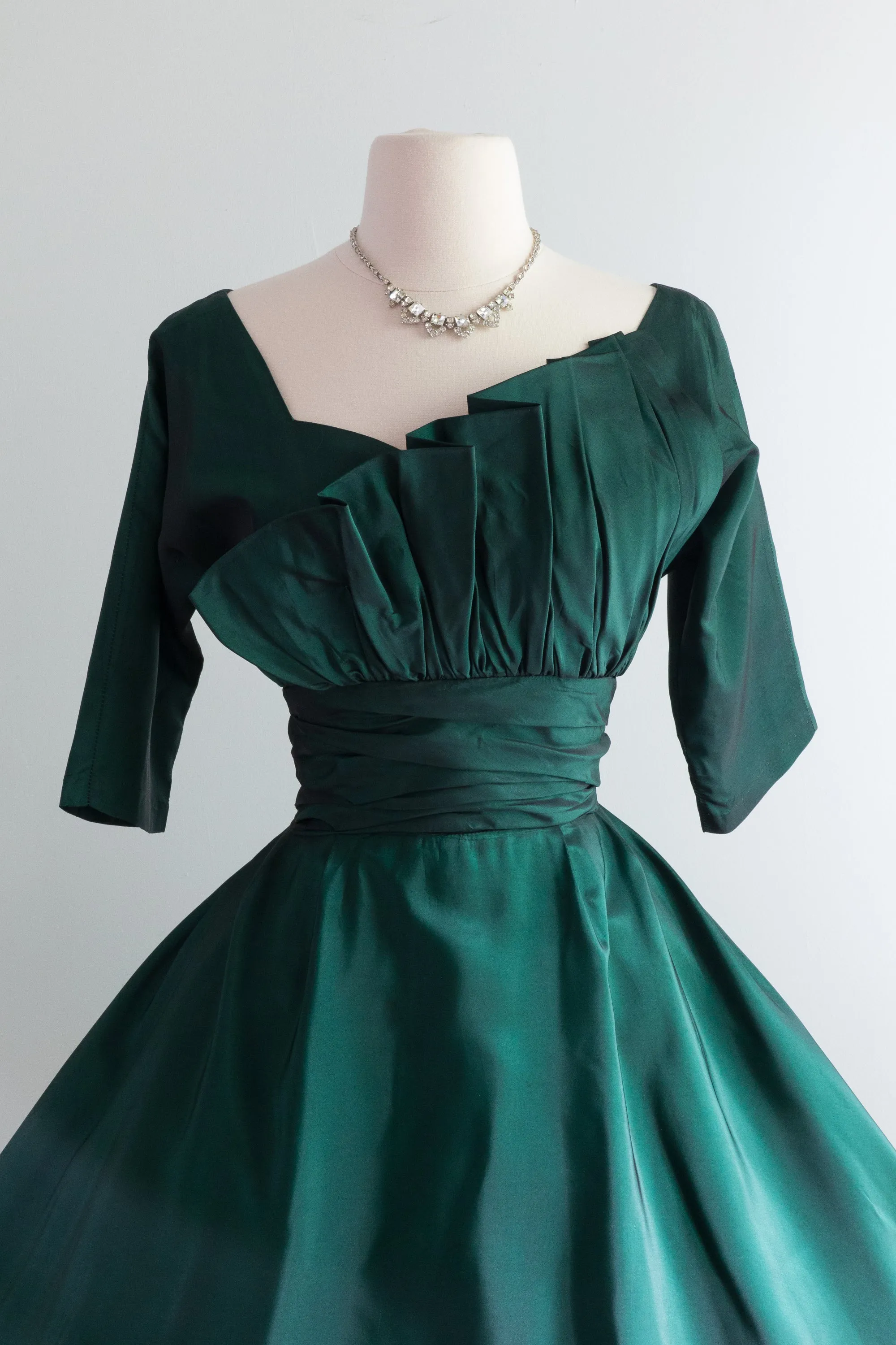 1950's Suzy Perette Emerald Green Party Dress / Small