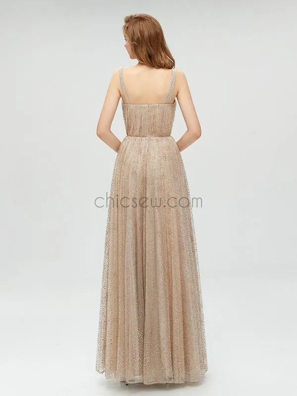 A-line Sparkle Cheap Long Prom Dress SDP1101