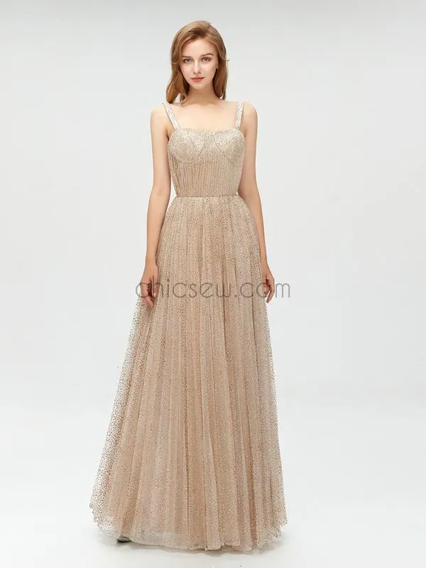 A-line Sparkle Cheap Long Prom Dress SDP1101