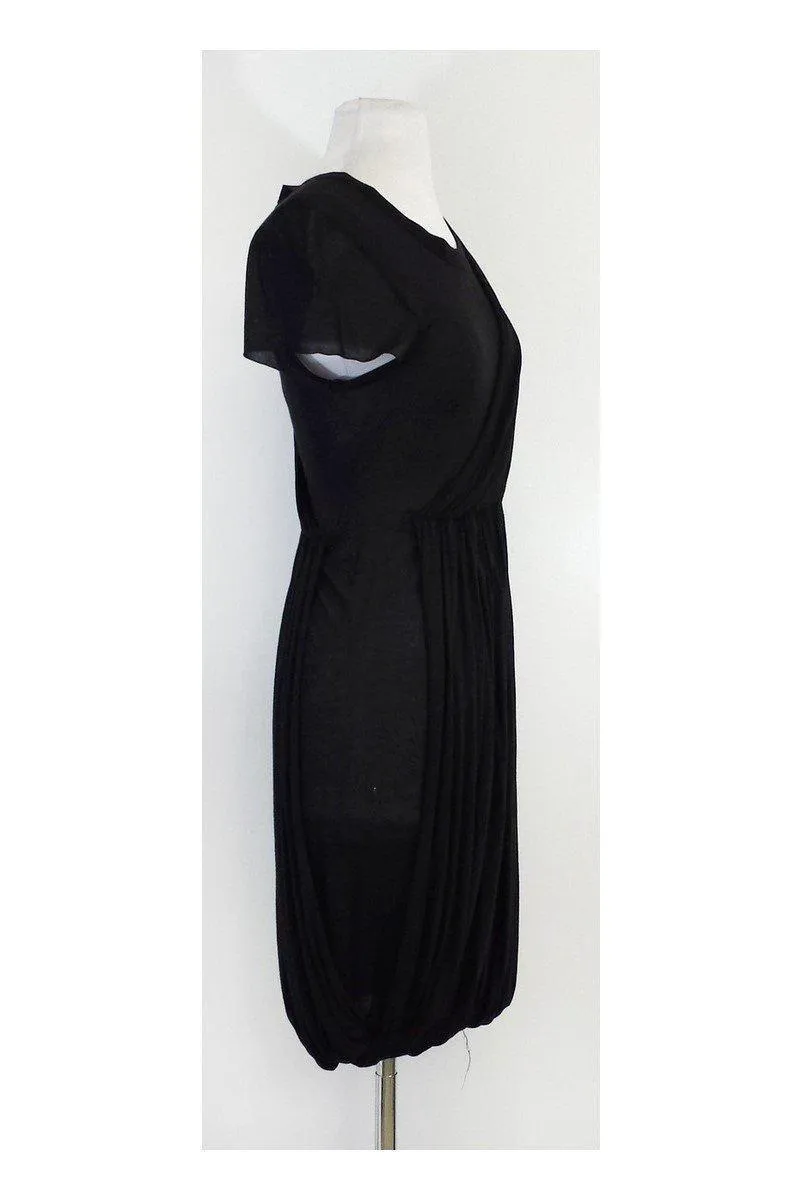 A.L.C. - Black Draped Short Sleeve Dress Sz M