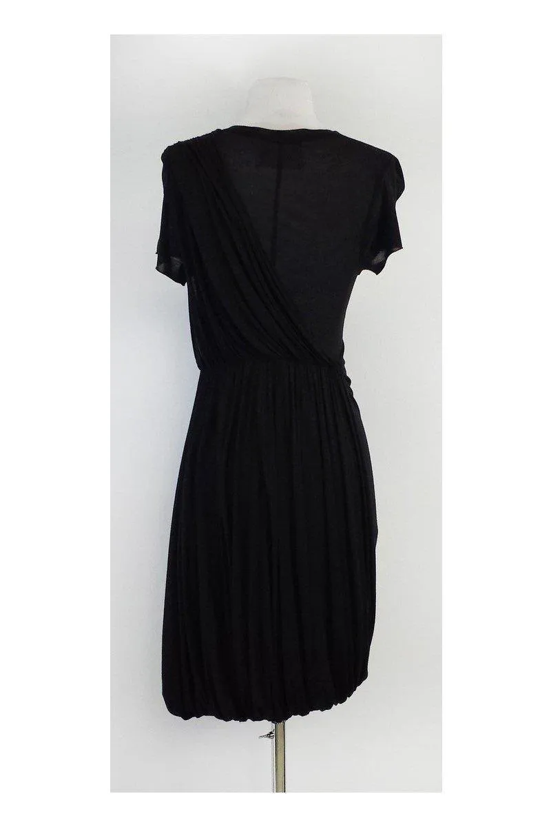 A.L.C. - Black Draped Short Sleeve Dress Sz M