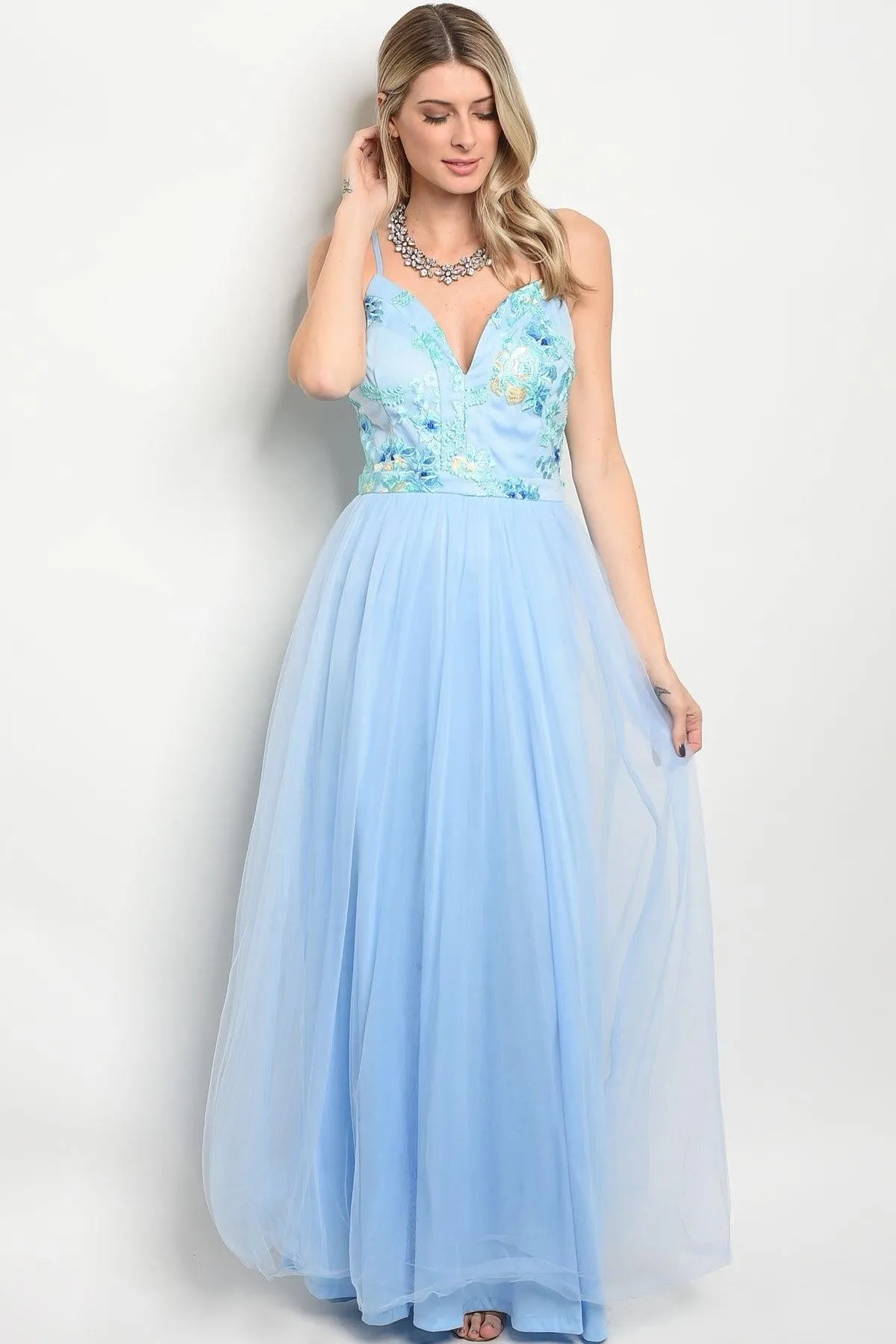 Ariah Sky Blue Maxi Gown-FINAL SALE-NOT ELIGIBLE FOR EXCHANGE OR REFUND