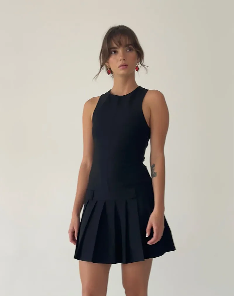 Ayosa Backless Mini Dress in Black