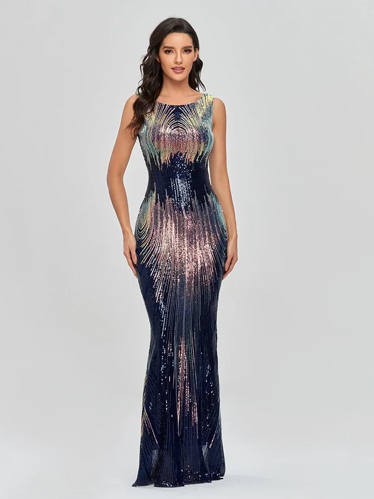 BerriesJam - 2024 Sleeveless O-neck Shinning Sequins Mermaid Prom Dress