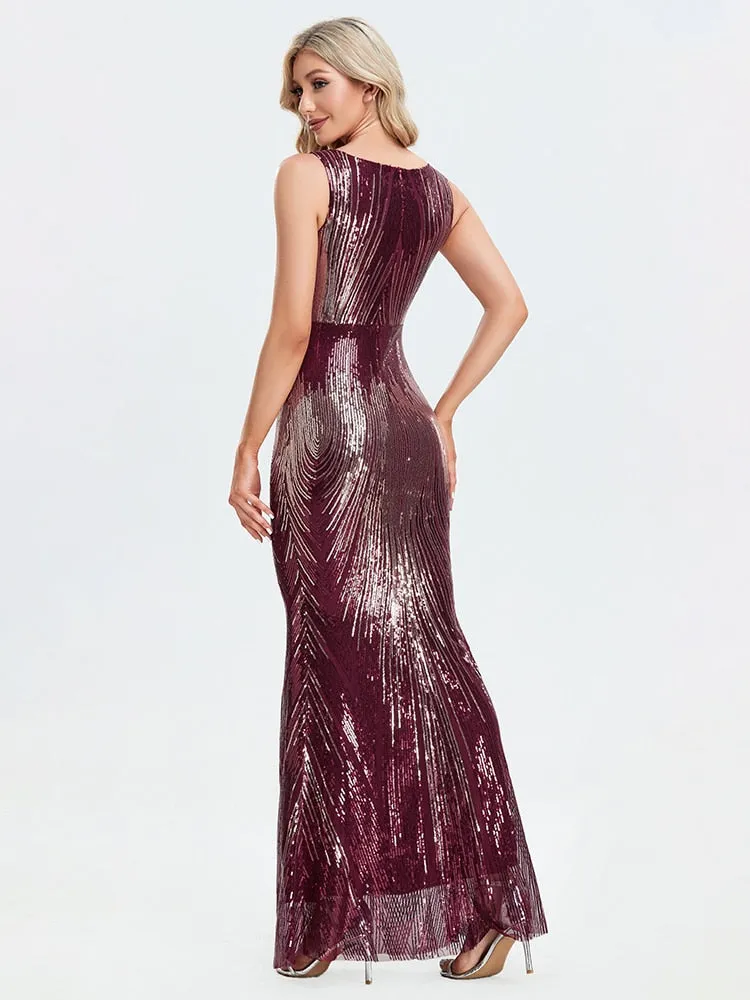 BerriesJam - 2024 Sleeveless O-neck Shinning Sequins Mermaid Prom Dress