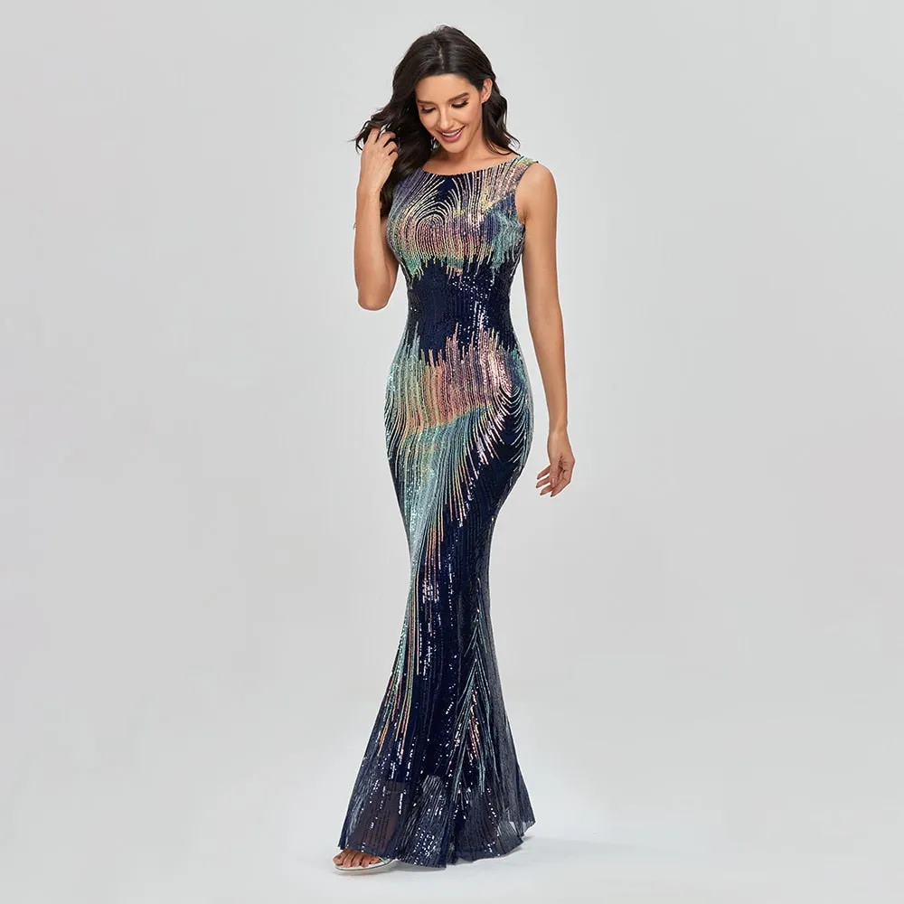 BerriesJam - 2024 Sleeveless O-neck Shinning Sequins Mermaid Prom Dress