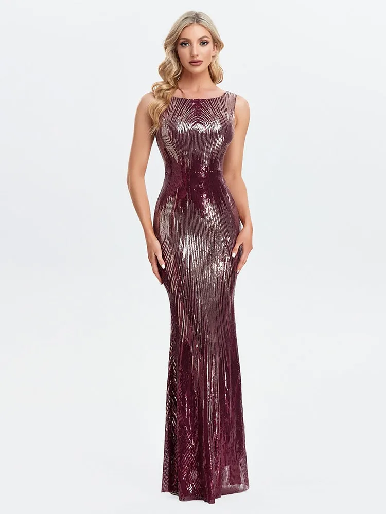 BerriesJam - 2024 Sleeveless O-neck Shinning Sequins Mermaid Prom Dress