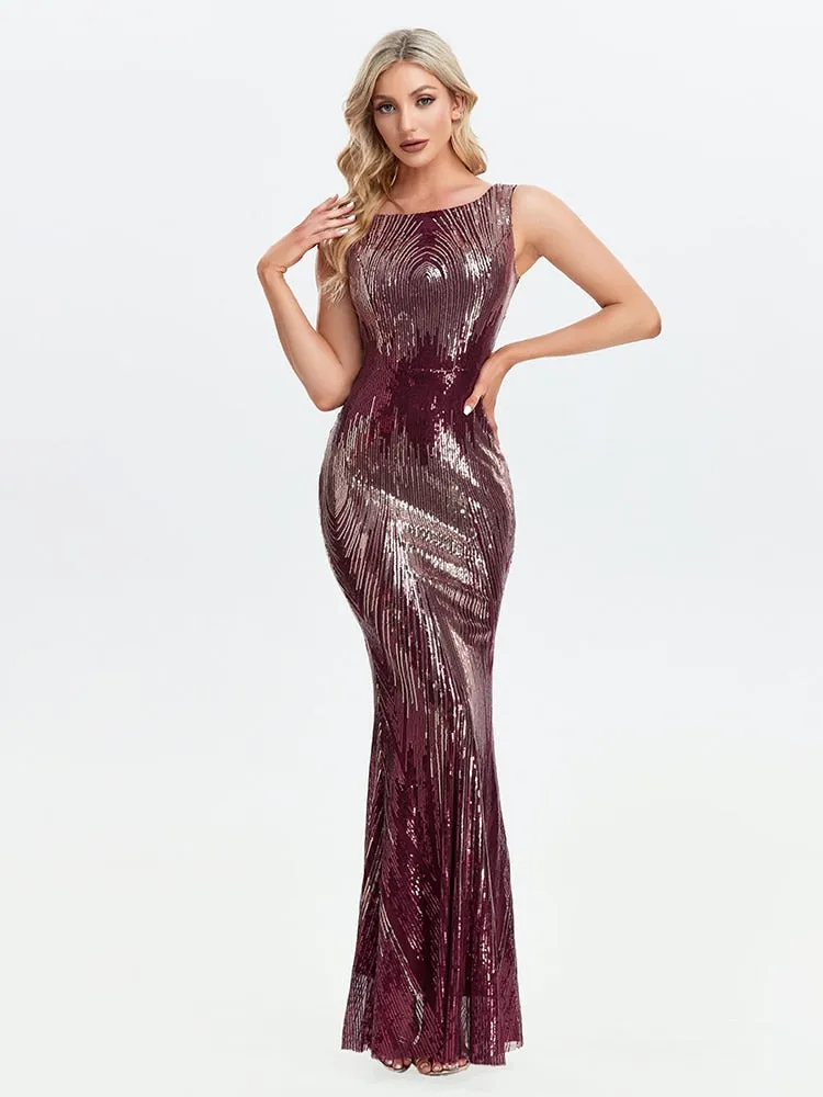 BerriesJam - 2024 Sleeveless O-neck Shinning Sequins Mermaid Prom Dress