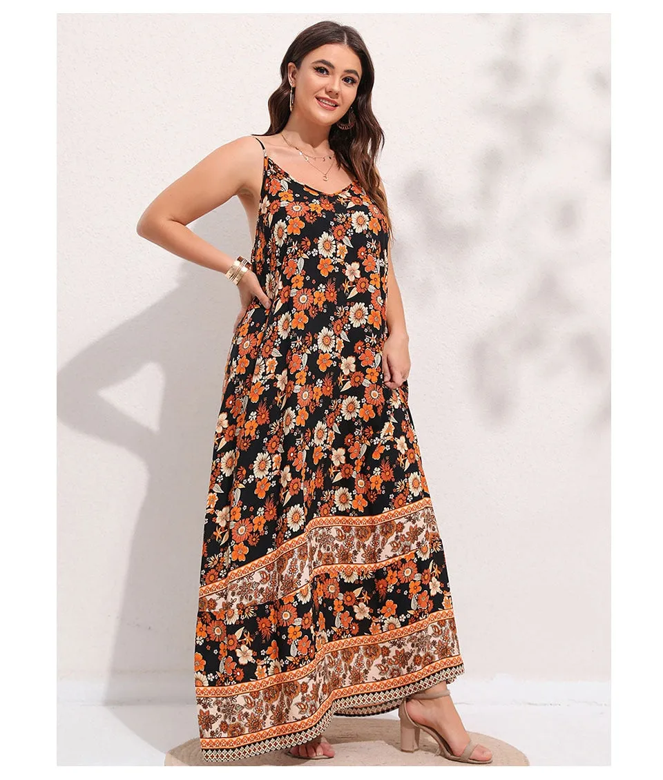 BerriesJam - 2024 V-neck Backless Elegant Large Hem Boho Long Dress