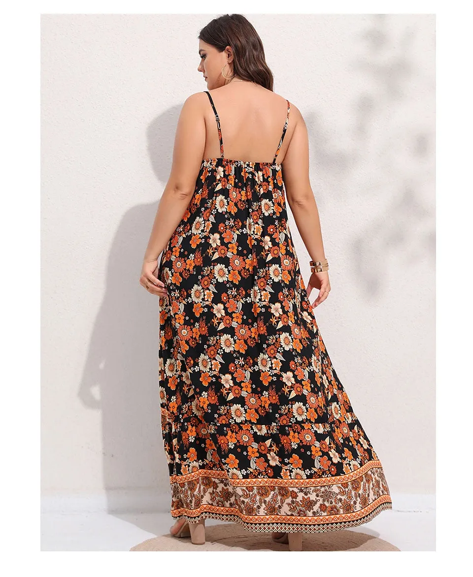 BerriesJam - 2024 V-neck Backless Elegant Large Hem Boho Long Dress