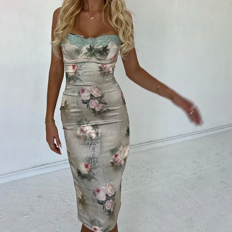 BerryBetty - Beth Floral Print Backless Midi Dress