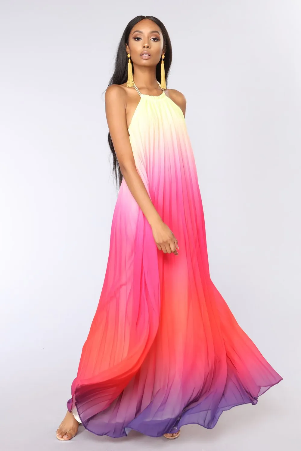 BerryBetty - Casual Sundress Summer Long Maxi Streetwear Ombre Dress