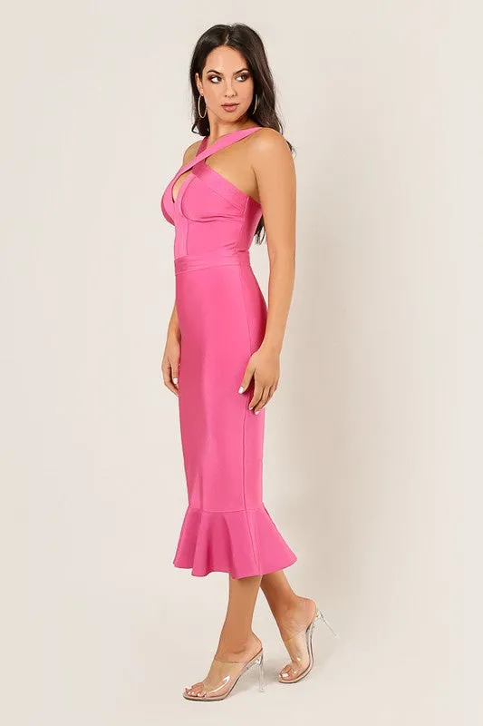 Brunch With Me Mermaid Bandage Dress Pink