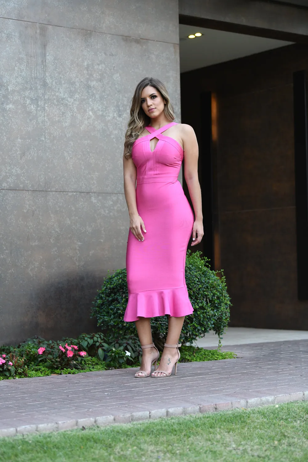 Brunch With Me Mermaid Bandage Dress Pink