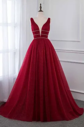 Burgundy Prom Dress , Formal Dress, Evening Dress, Pageant Dance Dresses, School Party Gown, PC0728