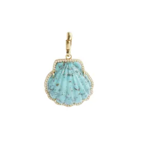 Carved Shell Charm - Turquoise