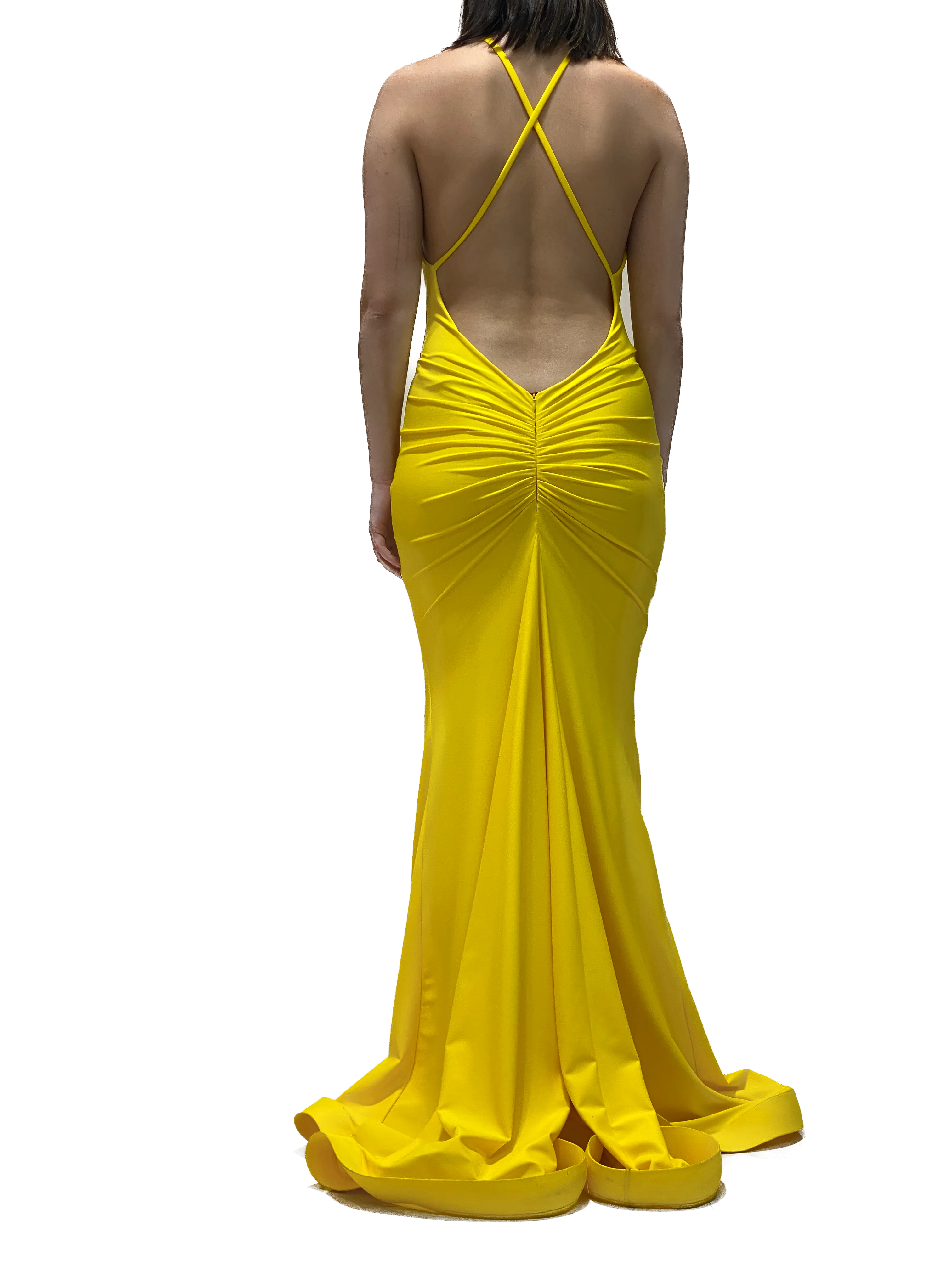 Cross Back Ruched Gown