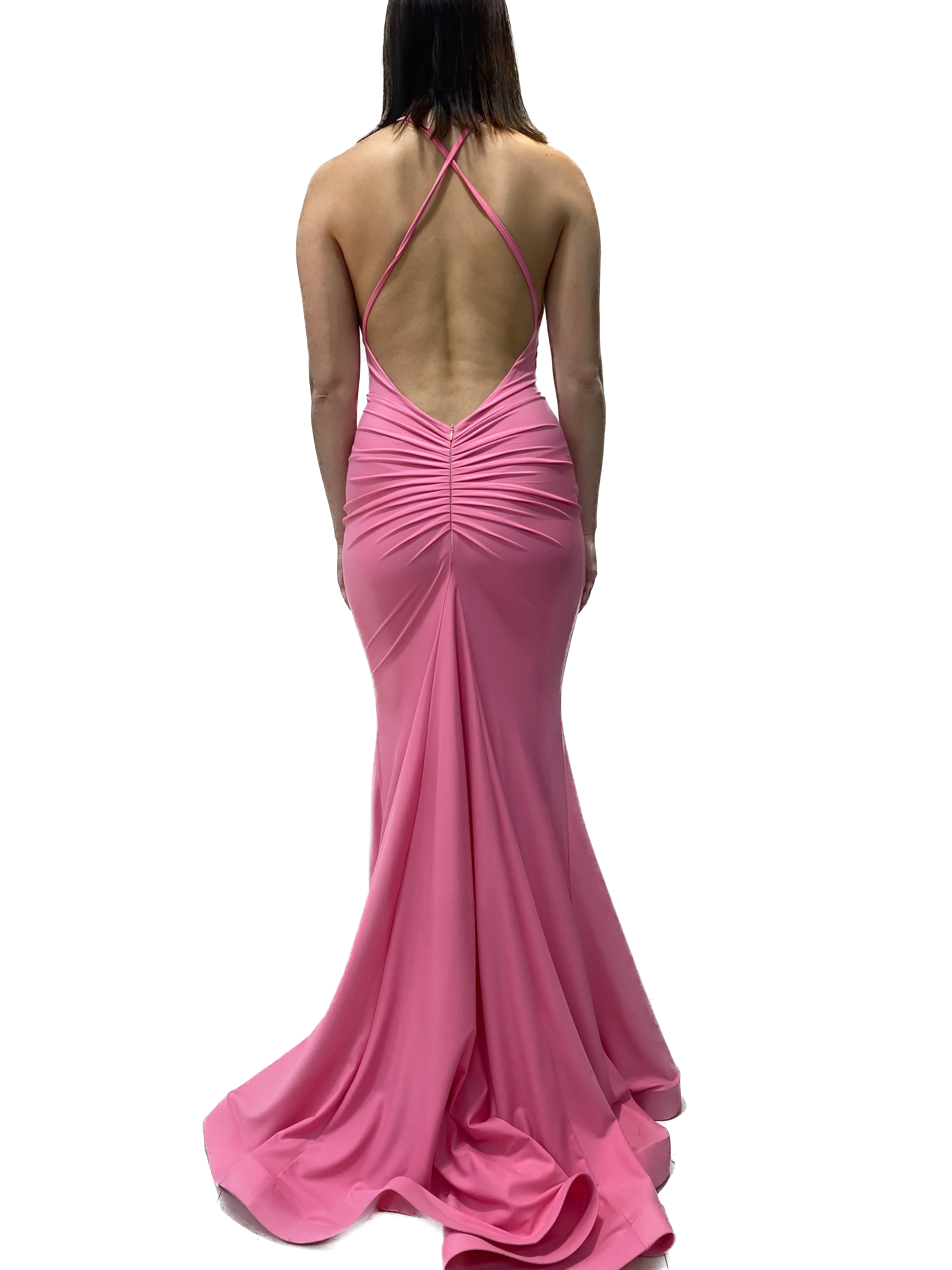 Cross Back Ruched Gown