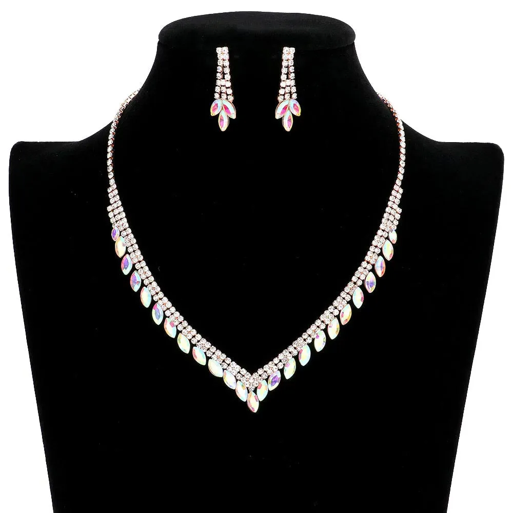 Crystal Rhinestone Pave Necklace Earring Set