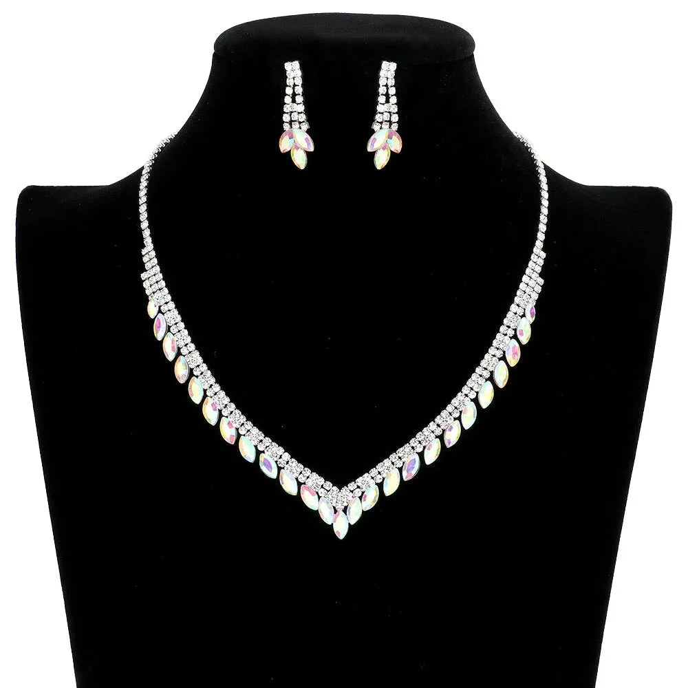 Crystal Rhinestone Pave Necklace Earring Set