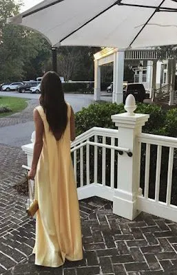 Elegant Yellow V Neck Prom Dress Long Evening Dress SH994