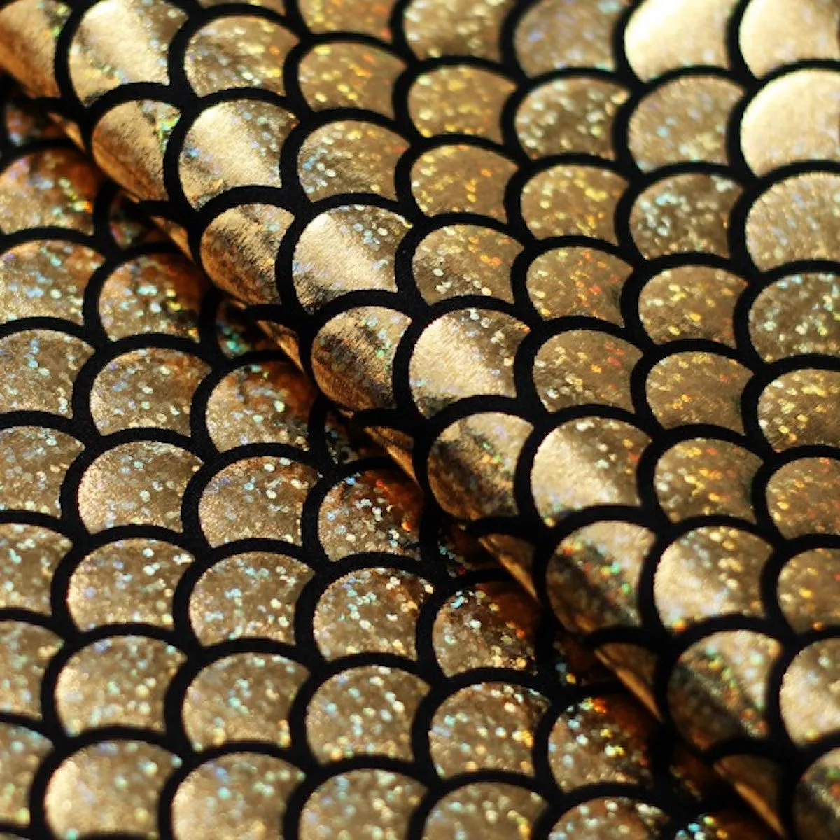 Gold Mermaid Scale Spandex Fabric