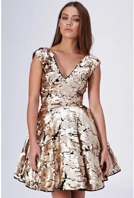 Gold Sequin Prom Dress