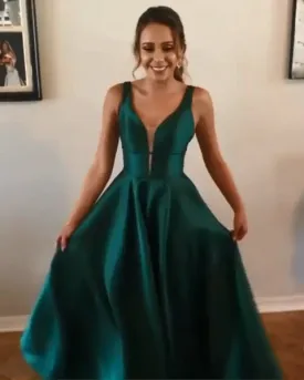 Green Prom Dress with Pockets, Prom Dresses, Evening Dress, Dance Dress, Graduation School Party Gown, PC0413