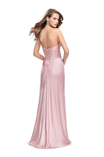 La Femme 26017 Strapless Sweetheart Satin Gown | Blush