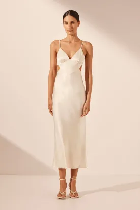 LA LUNE BACKLESS MIDI DRESS - CREAM