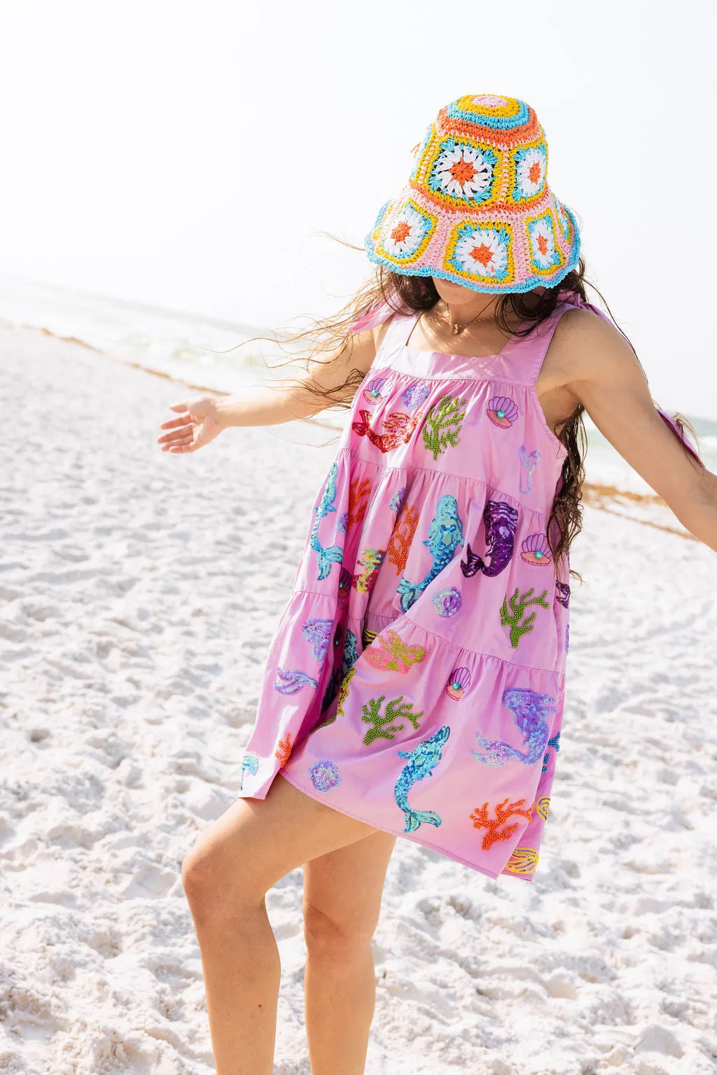 Lavender Mermaid & Sea Tie Dress