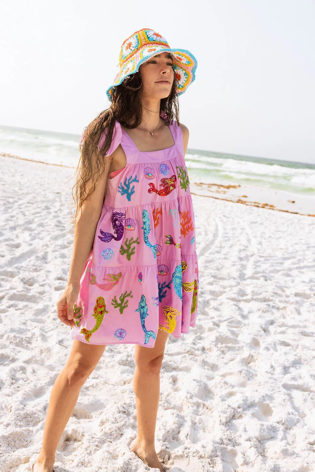 Lavender Mermaid & Sea Tie Dress