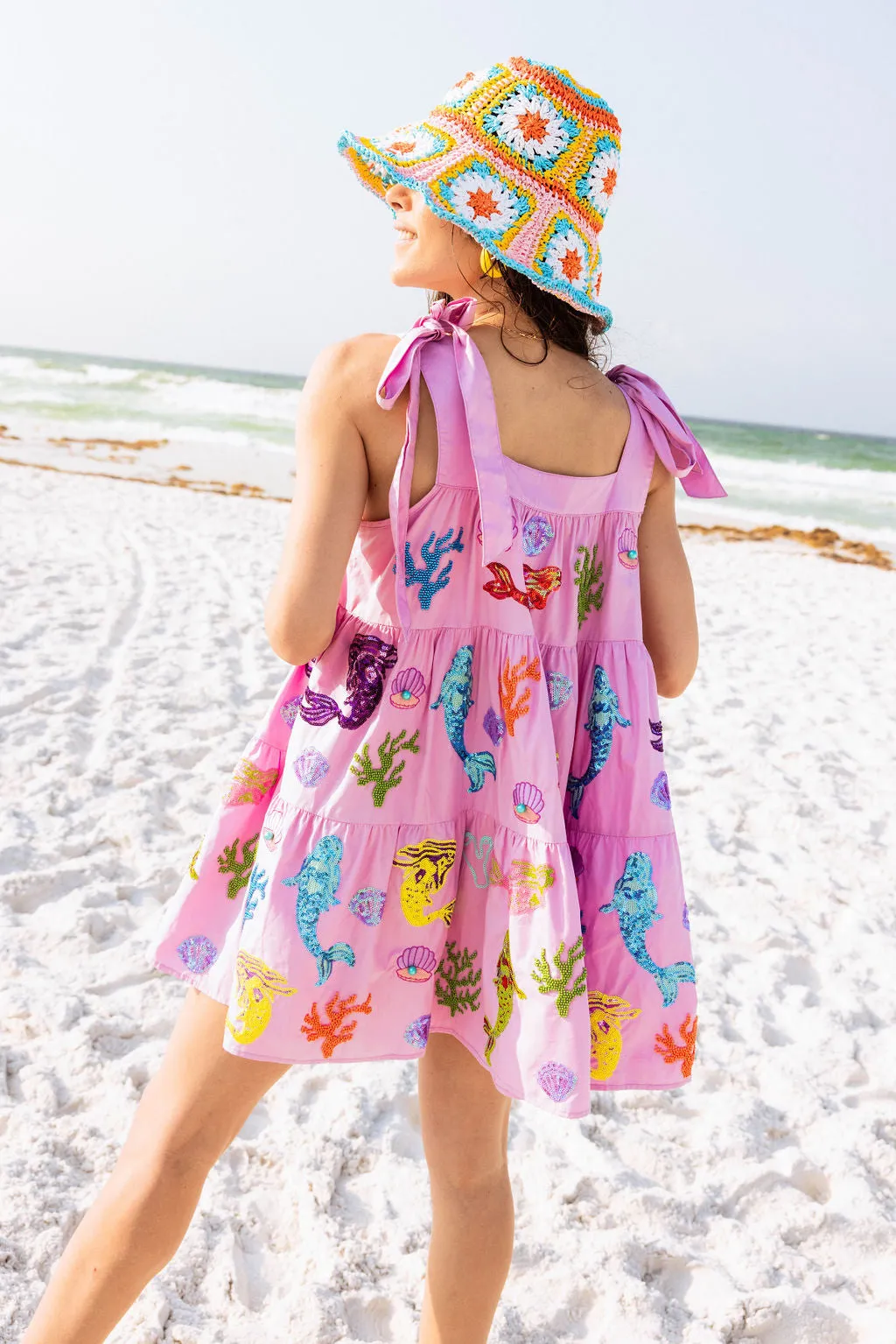 Lavender Mermaid & Sea Tie Dress