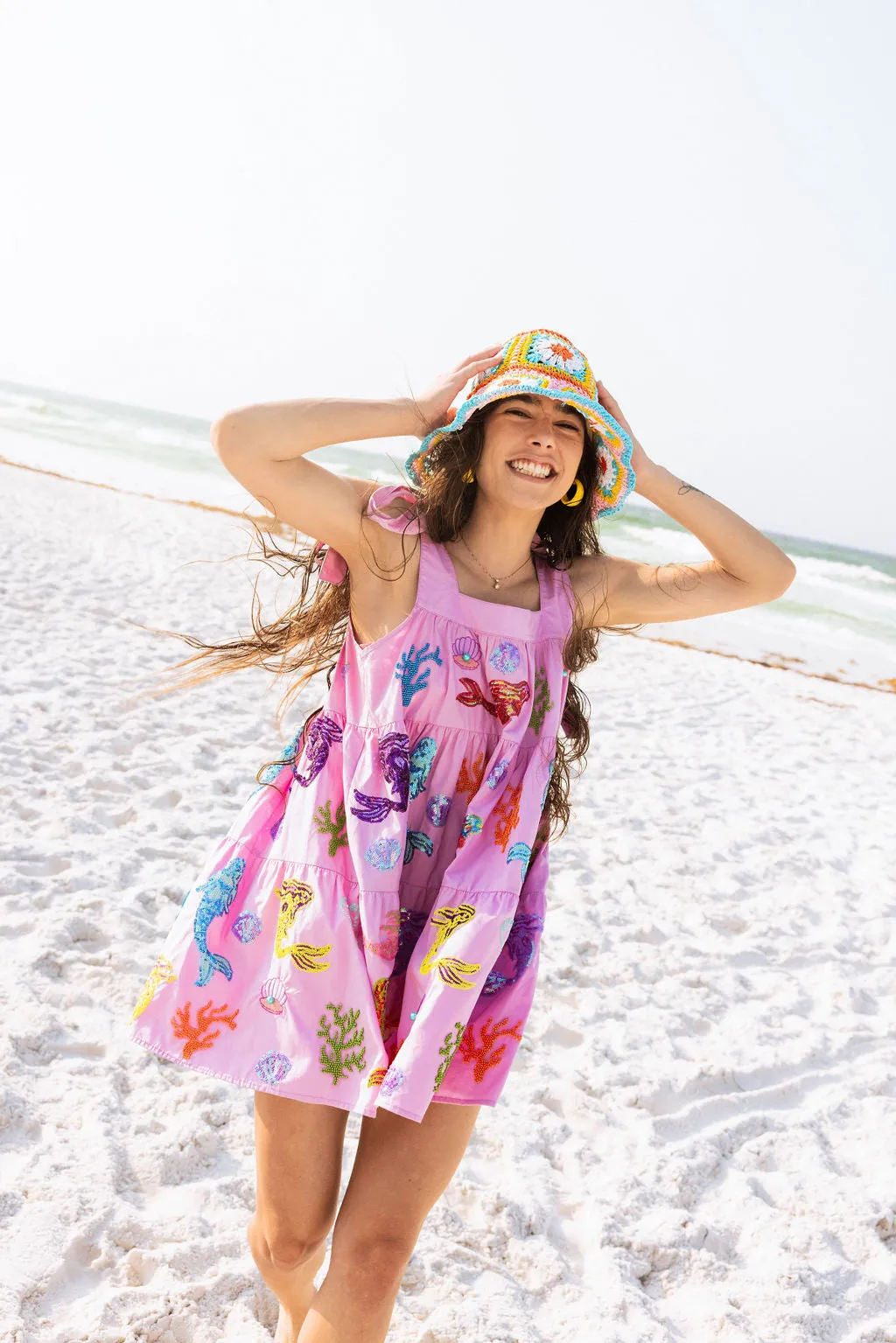 Lavender Mermaid & Sea Tie Dress