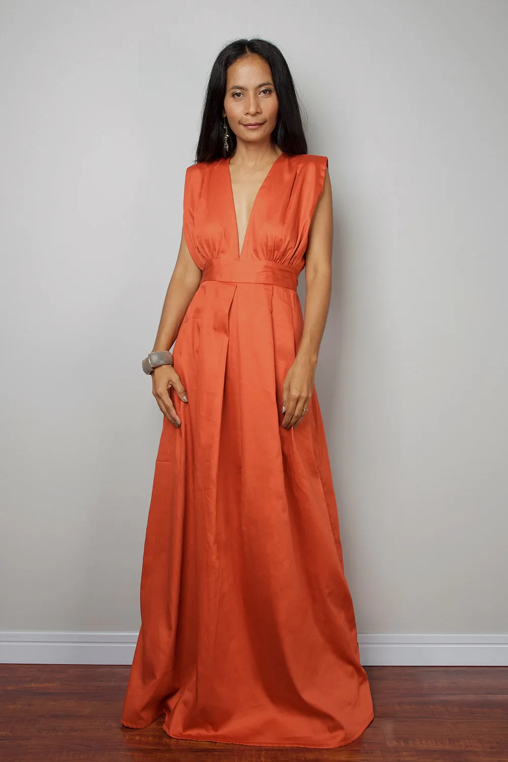 Orange Maxi Dress - Long Formal Orange dress - Orange Dress  : Oriental Secrets Collection II