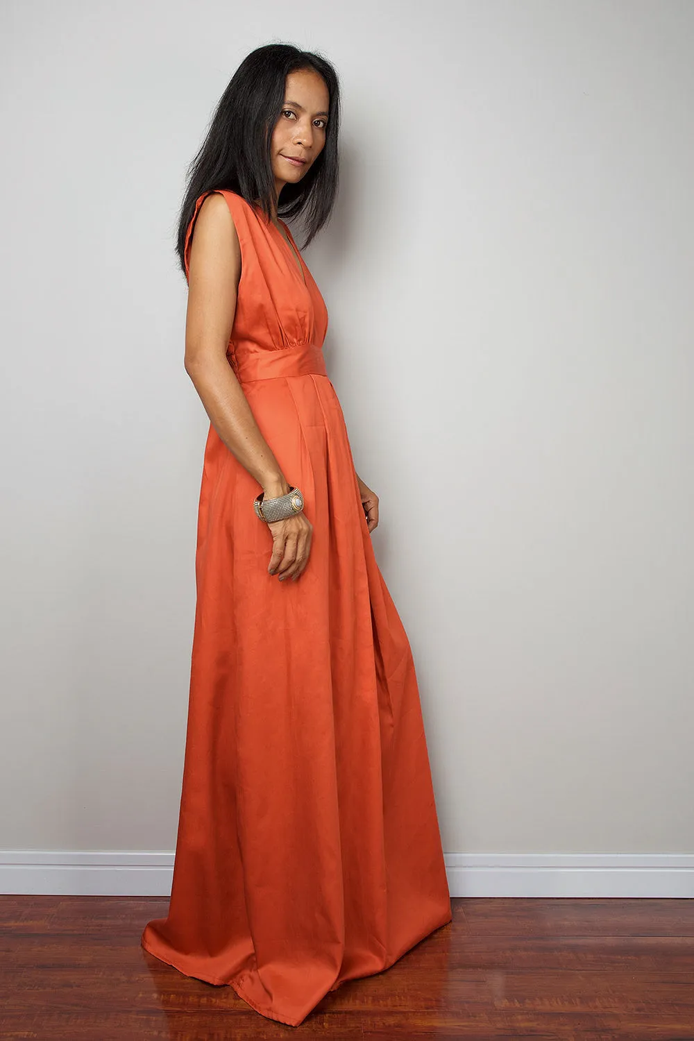 Orange Maxi Dress - Long Formal Orange dress - Orange Dress  : Oriental Secrets Collection II