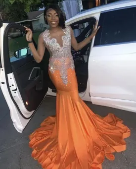 Orange Prom Dresses Mermaid Special Occasion Dress Black Girls