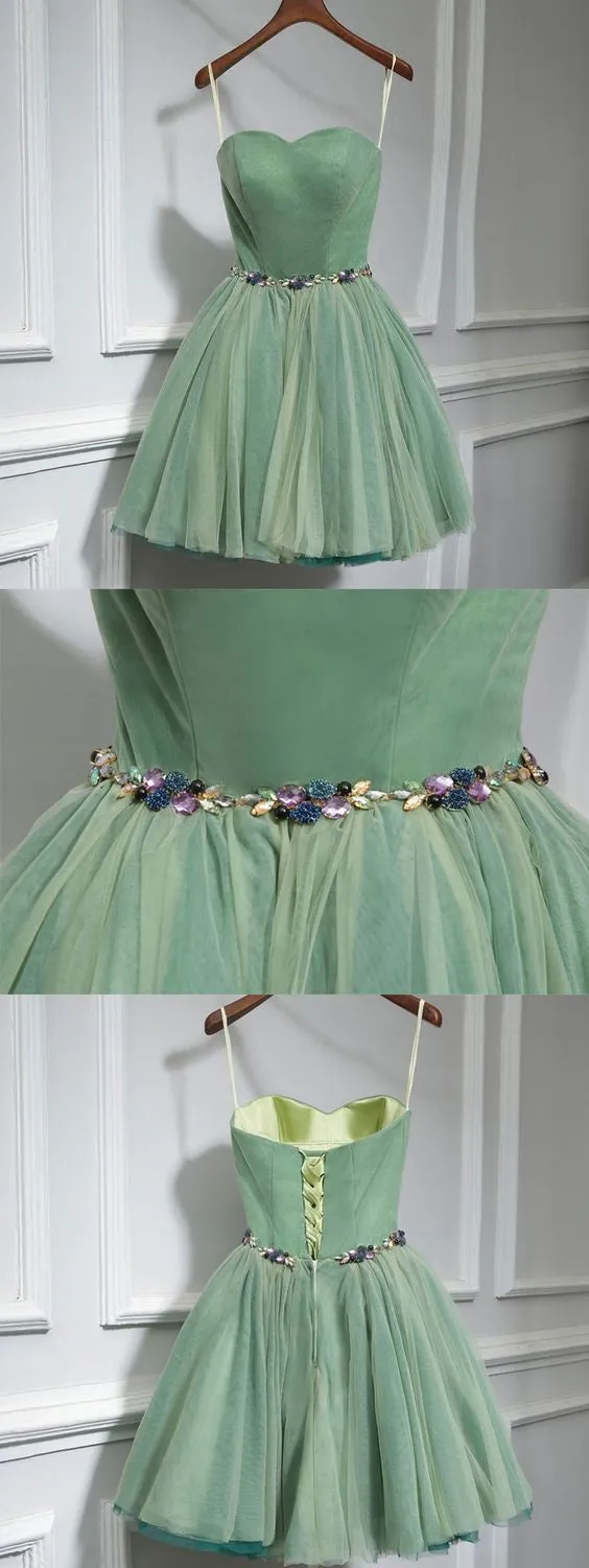 Sage Green Tulle Short Prom Dress Homecoming Dress,21121006