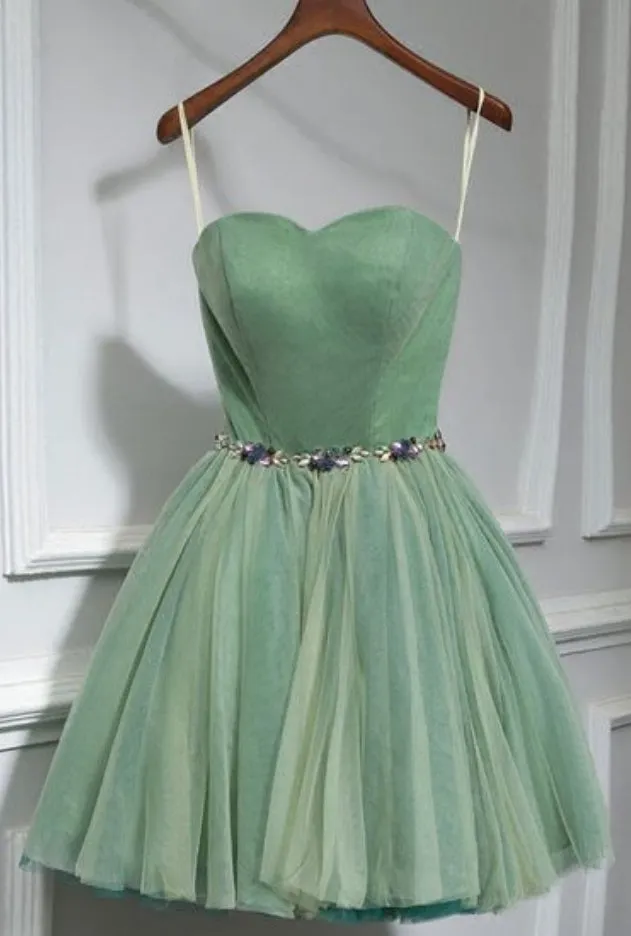 Sage Green Tulle Short Prom Dress Homecoming Dress,21121006